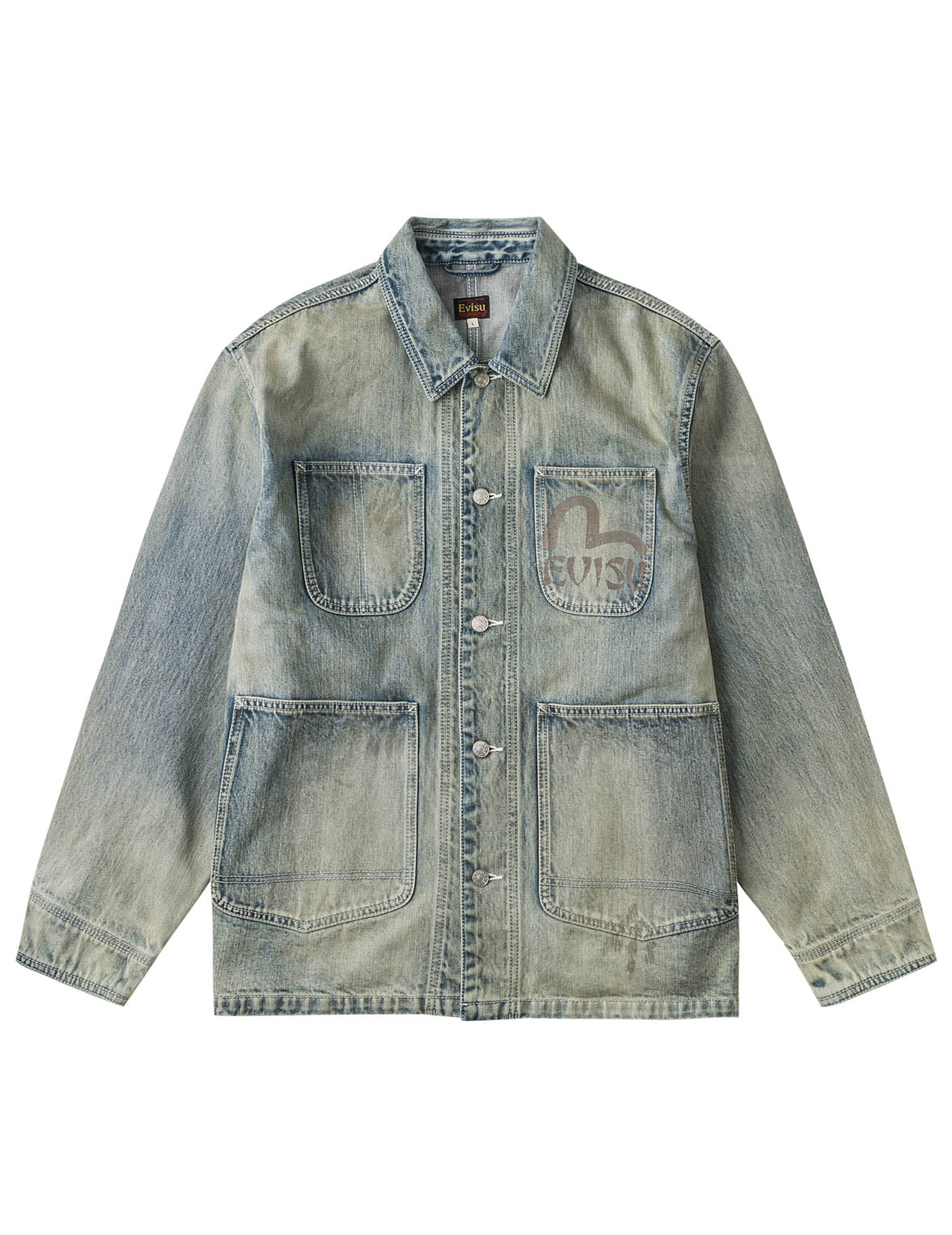 Heart Cowgirl Print Vintage Washed Denim Chore Jacket